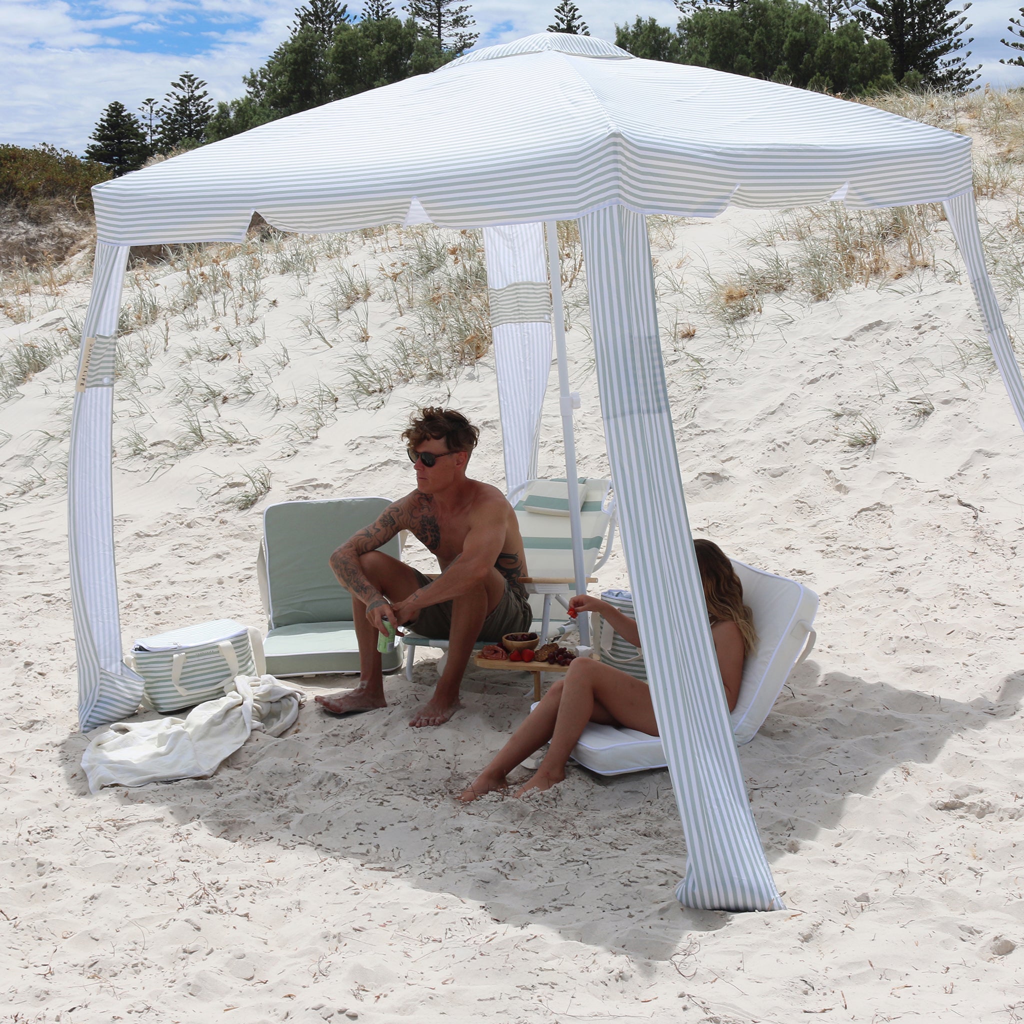 Beach Cabana - Sea Sage Stripe