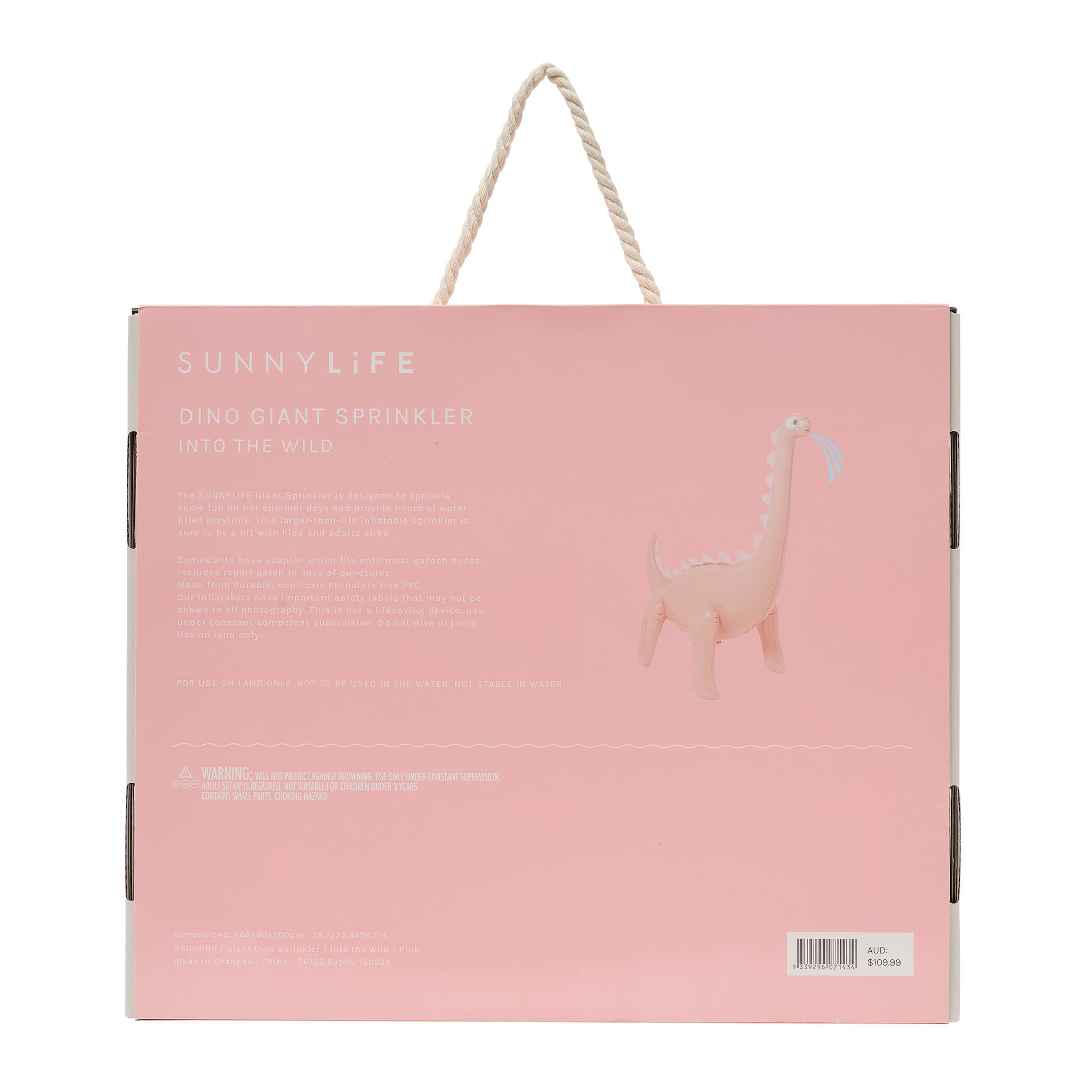 Inflatable Giant Dino Sprinkler - Into the Wild Pink