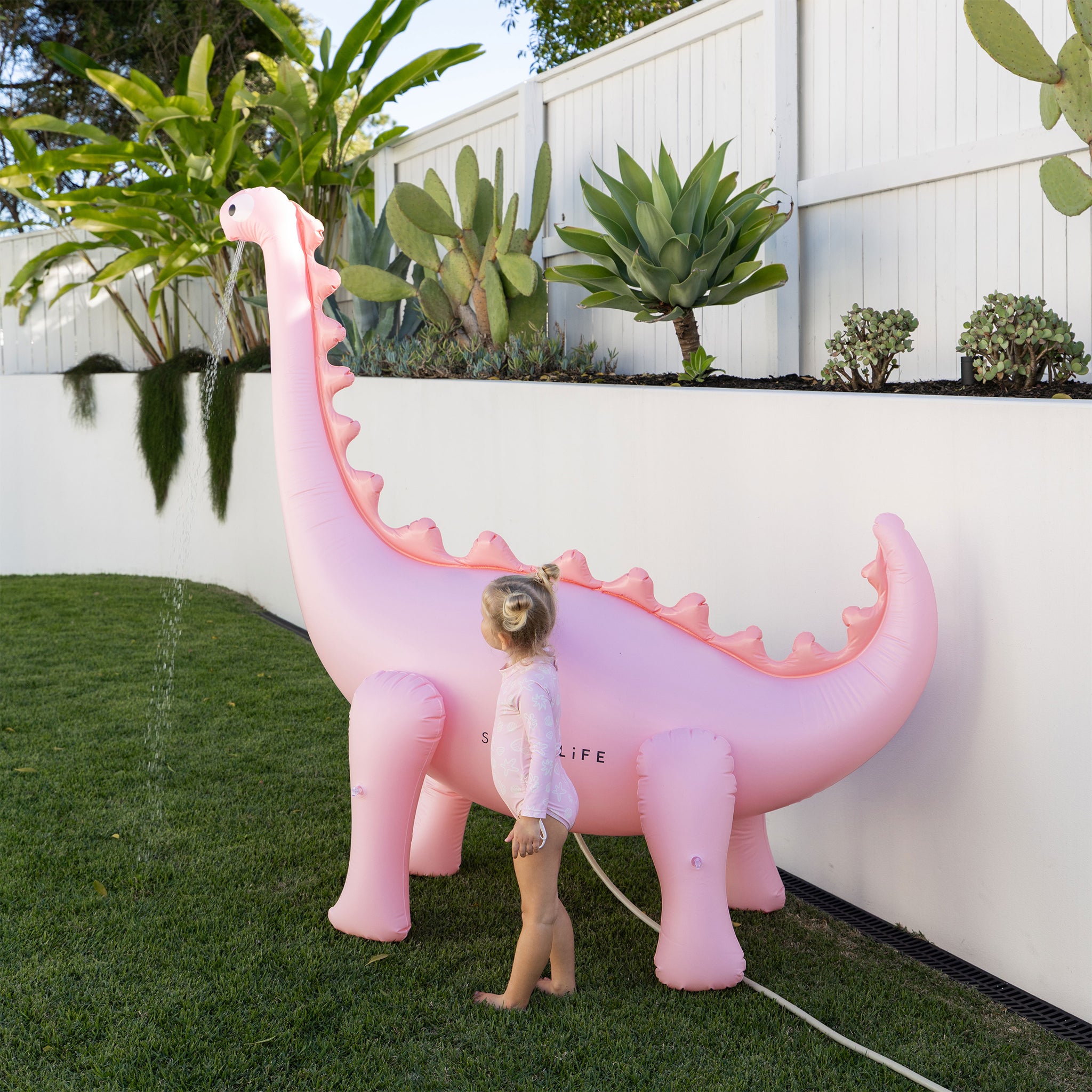 Inflatable Giant Dino Sprinkler - Into the Wild Pink