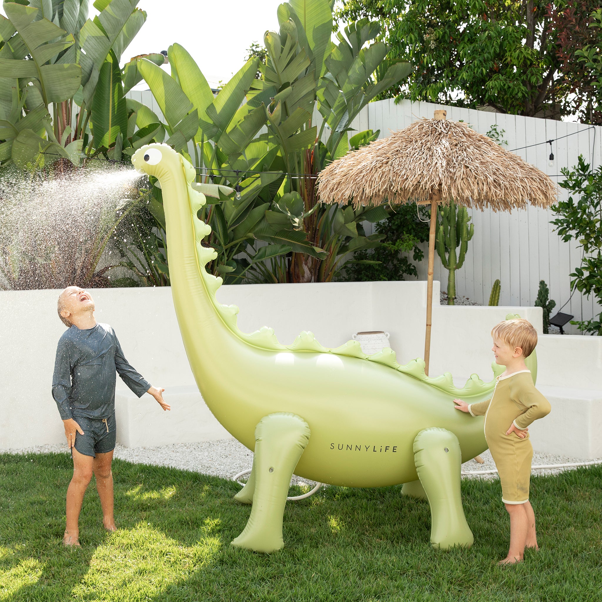 Inflatable Giant Dino Sprinkler - Into the Wild Green