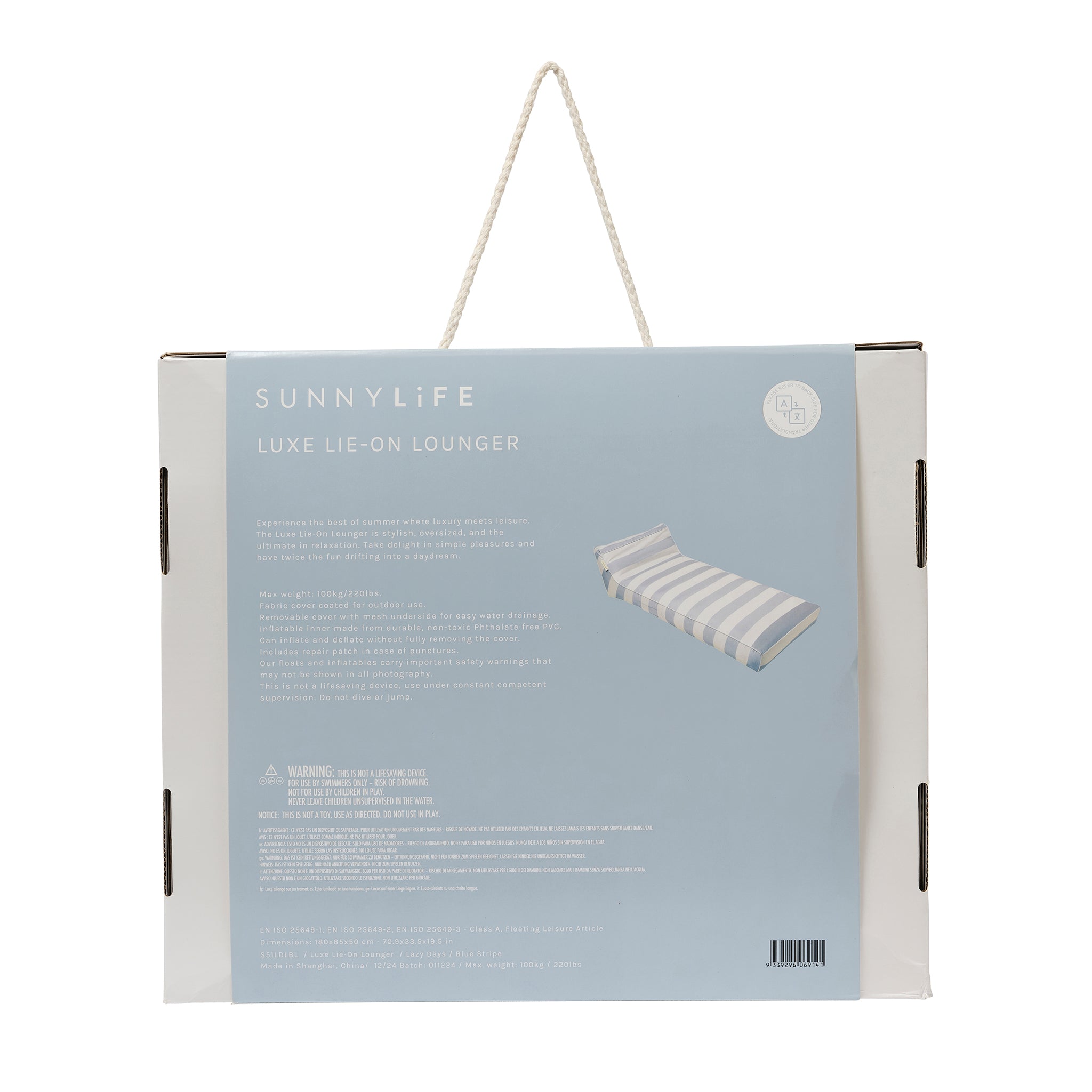 Luxe Lie-On Lounger | Lazy Days Blue Stripe