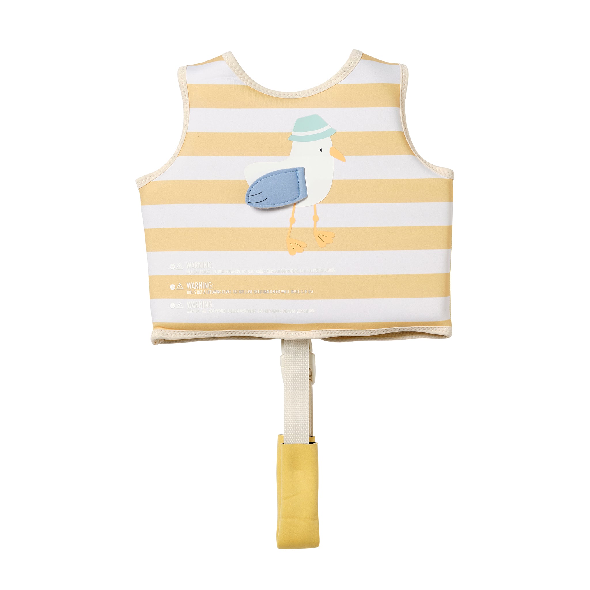 Kids Swim Vest 1-2 - Sammy the Seagull Mustard Stripe