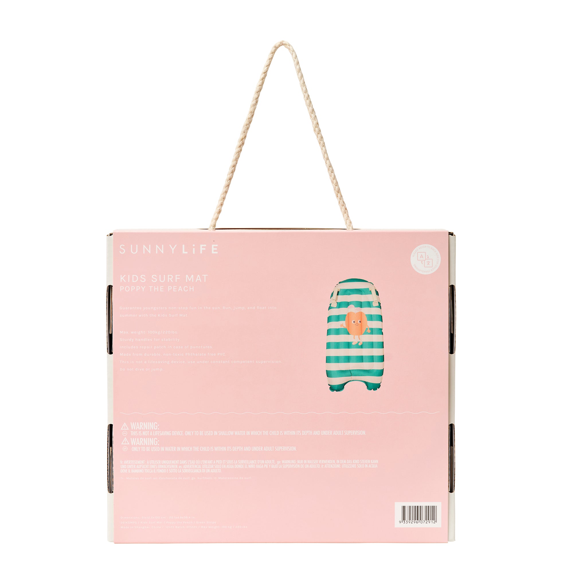 Kids Surf Mat - Poppy the Peach Green Stripe