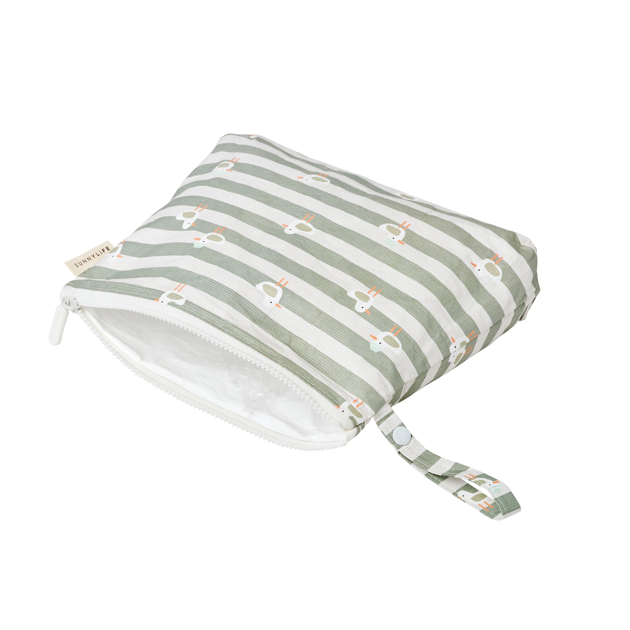 Kids Wet Bag - Sammy the Seagull Green Stripe