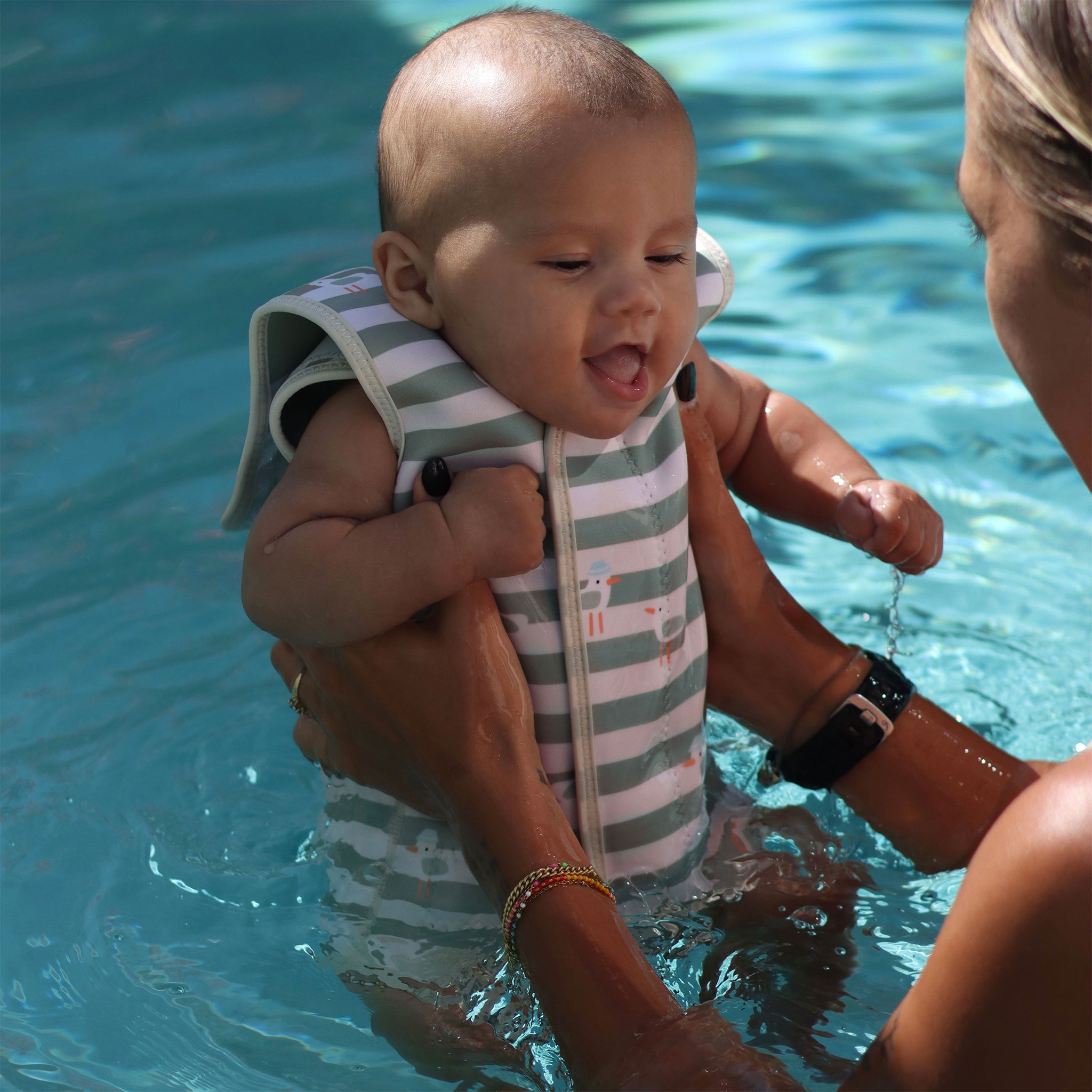 Baby Wetsuit - Sammy the Seagull Green Stripe