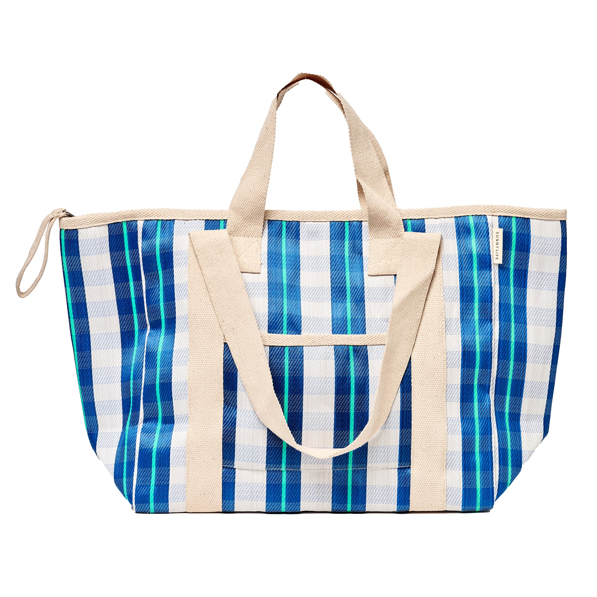 Recycled Nylon Cooler Tote - La Mer Blue Neon