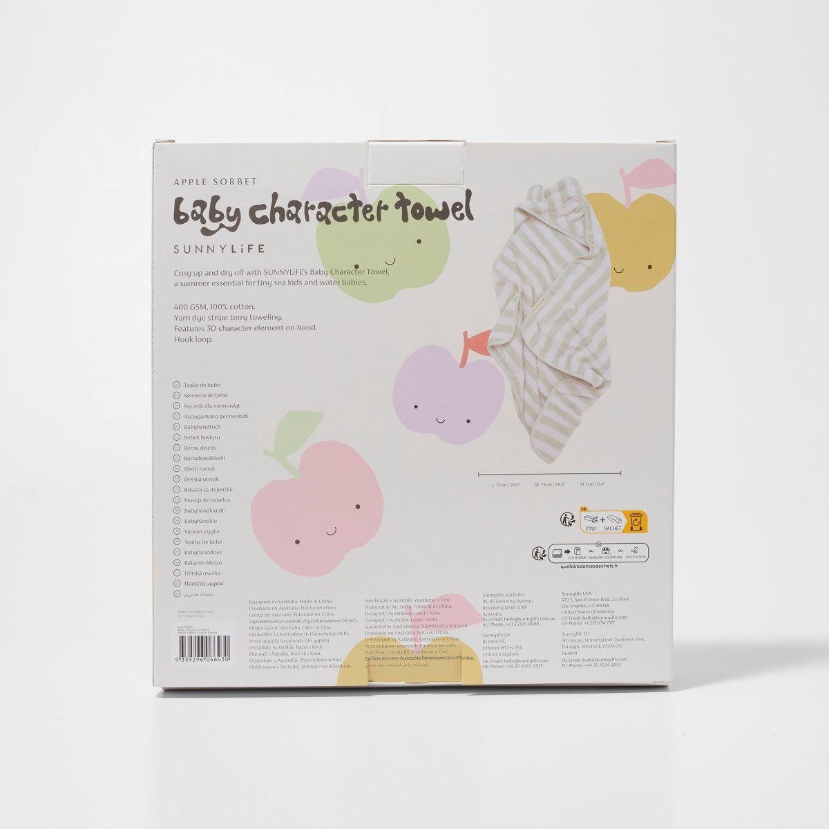 Baby Character Towel | Apple Sorbet Pastel Green - SUNNYLiFE UK