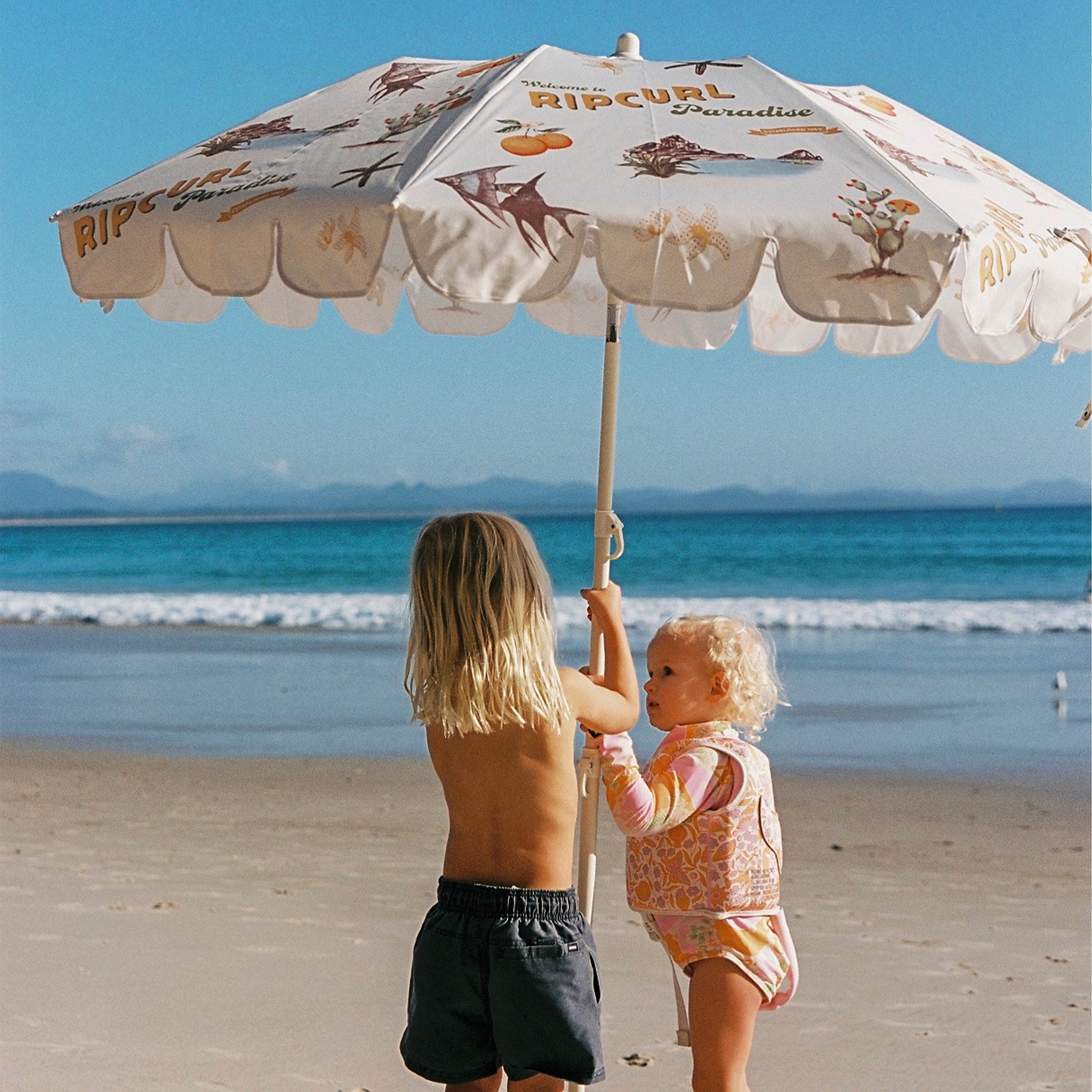 Compact Beach Umbrella | Welcome to Paradise Chalk