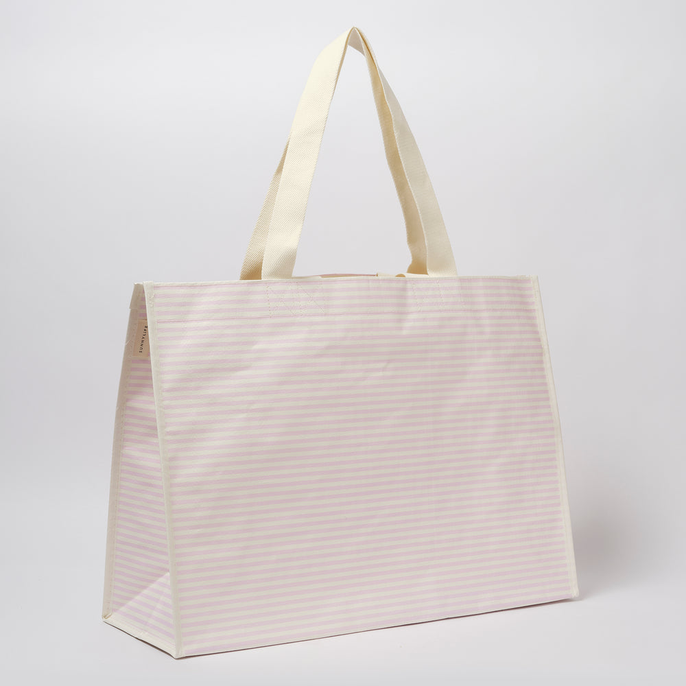 Carryall Beach Bag | Lazy Days Pink Stripe