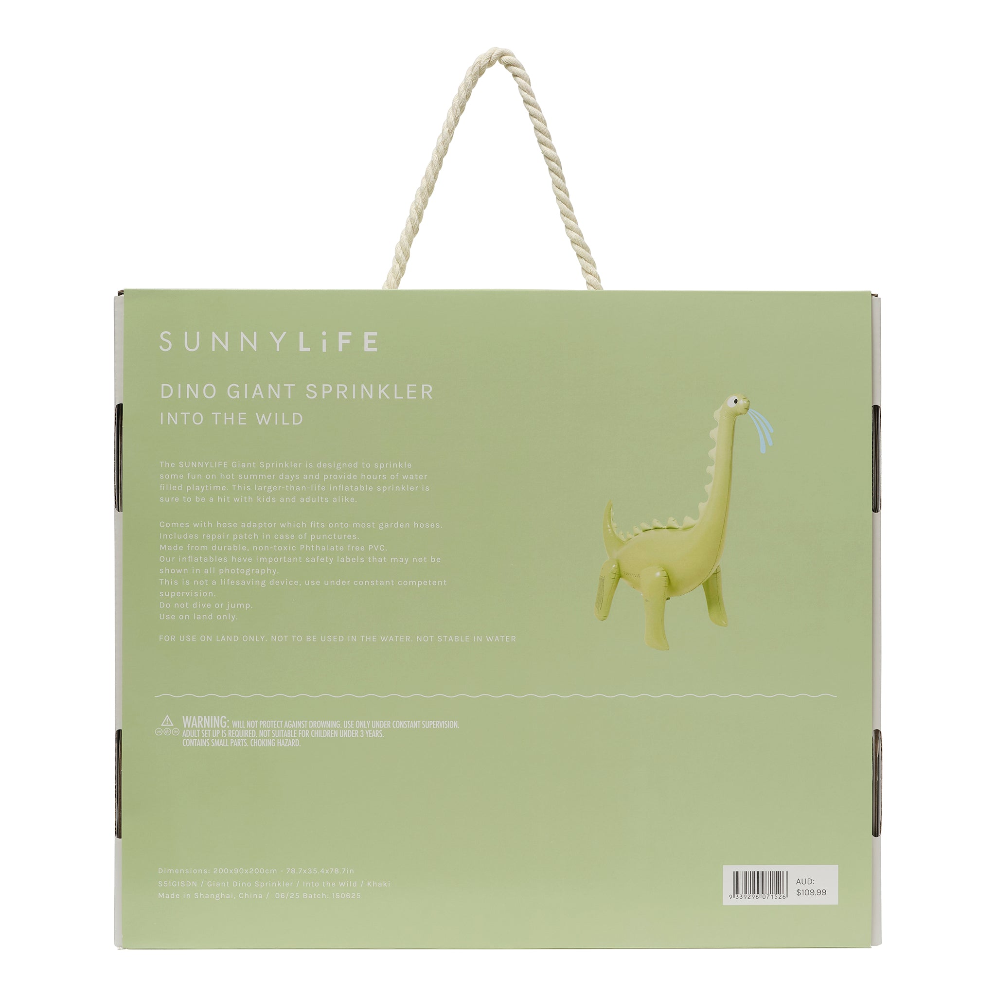 Inflatable Giant Dino Sprinkler - Into the Wild Green