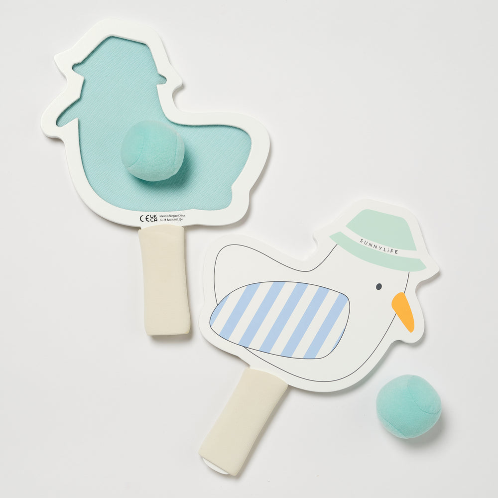 Kids Velcro Beach Bats | Sid the Seagull Blue Stripe