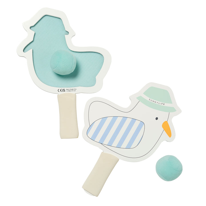Kids Velcro Beach Bats | Sammy the Seagull Blue Stripe