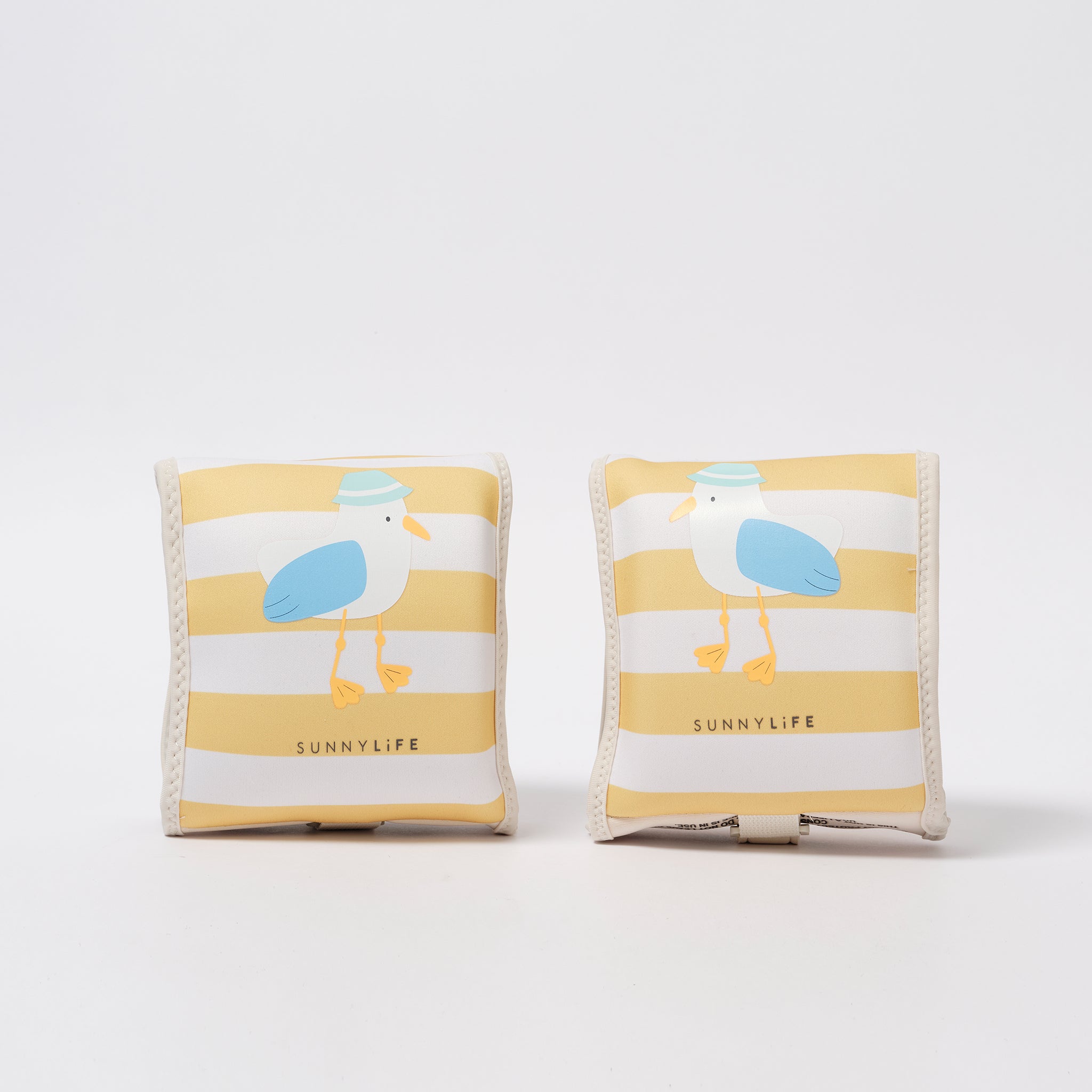 Kids Neoprene Arm Bands | Sid the Seagull Mustard Stripe