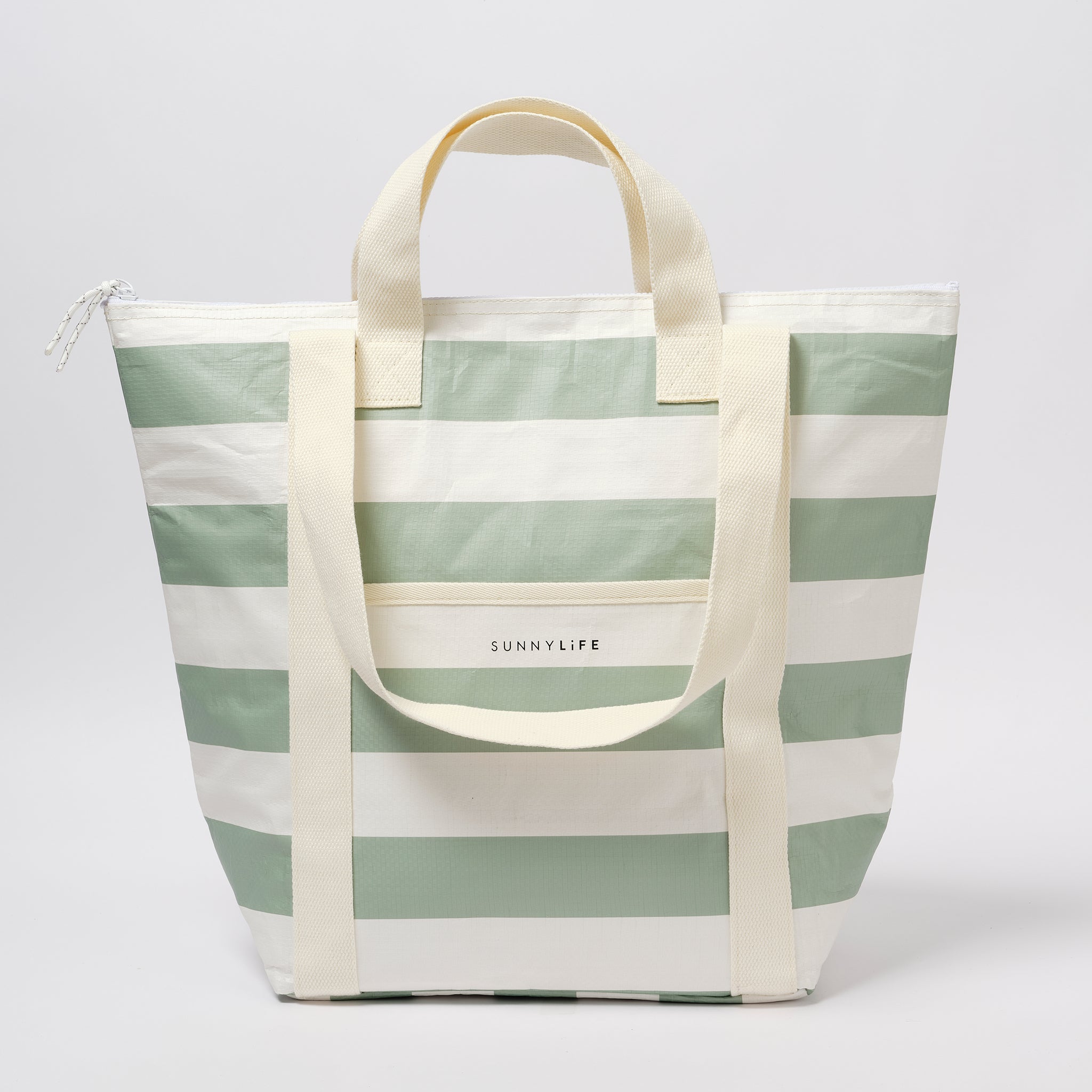 Light Cooler Tote | La Palma Sage Stripe