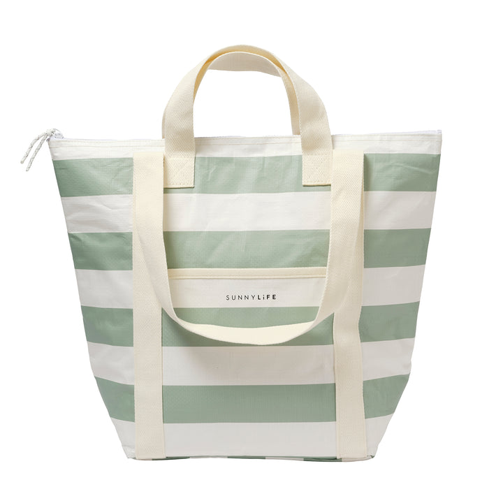 Light Cooler Tote | La Palma Sage Stripe
