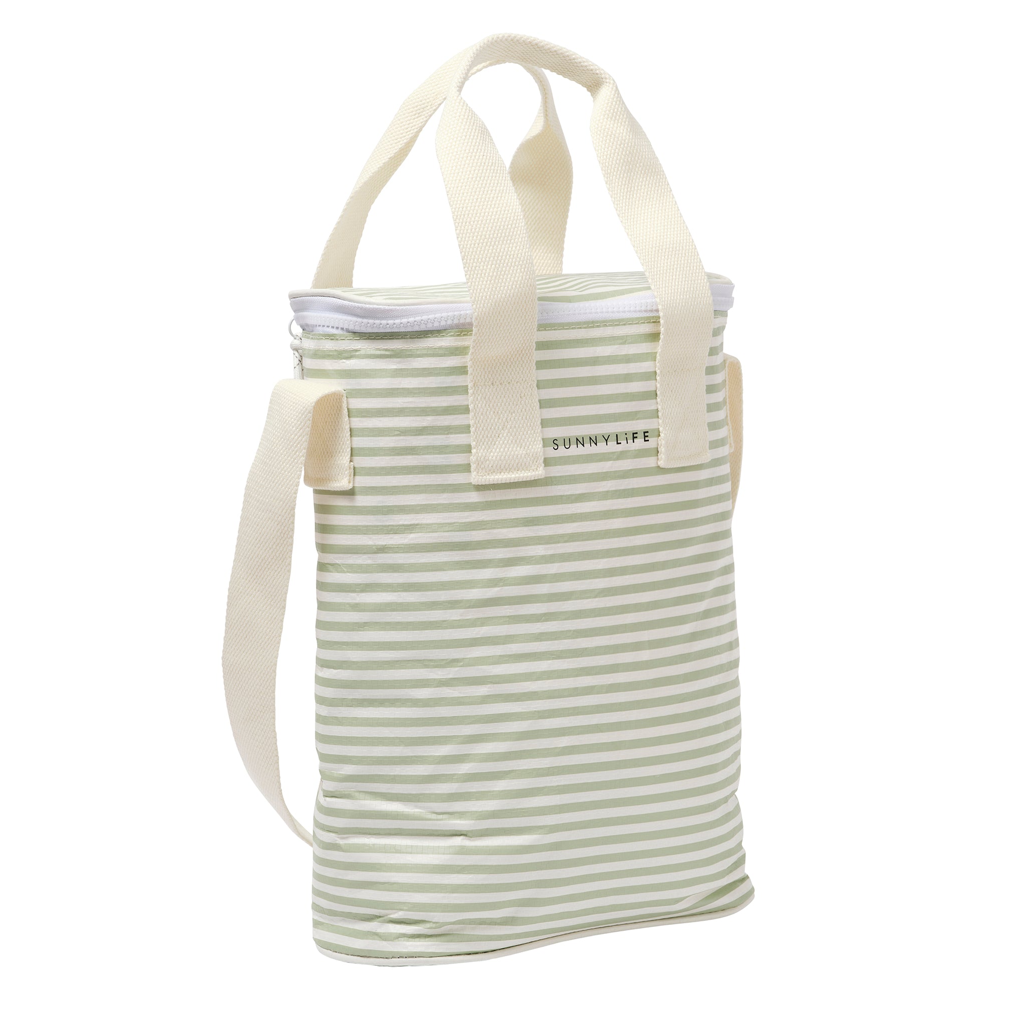 Light Cooler Drinks Bag - Sea Sage Stripe