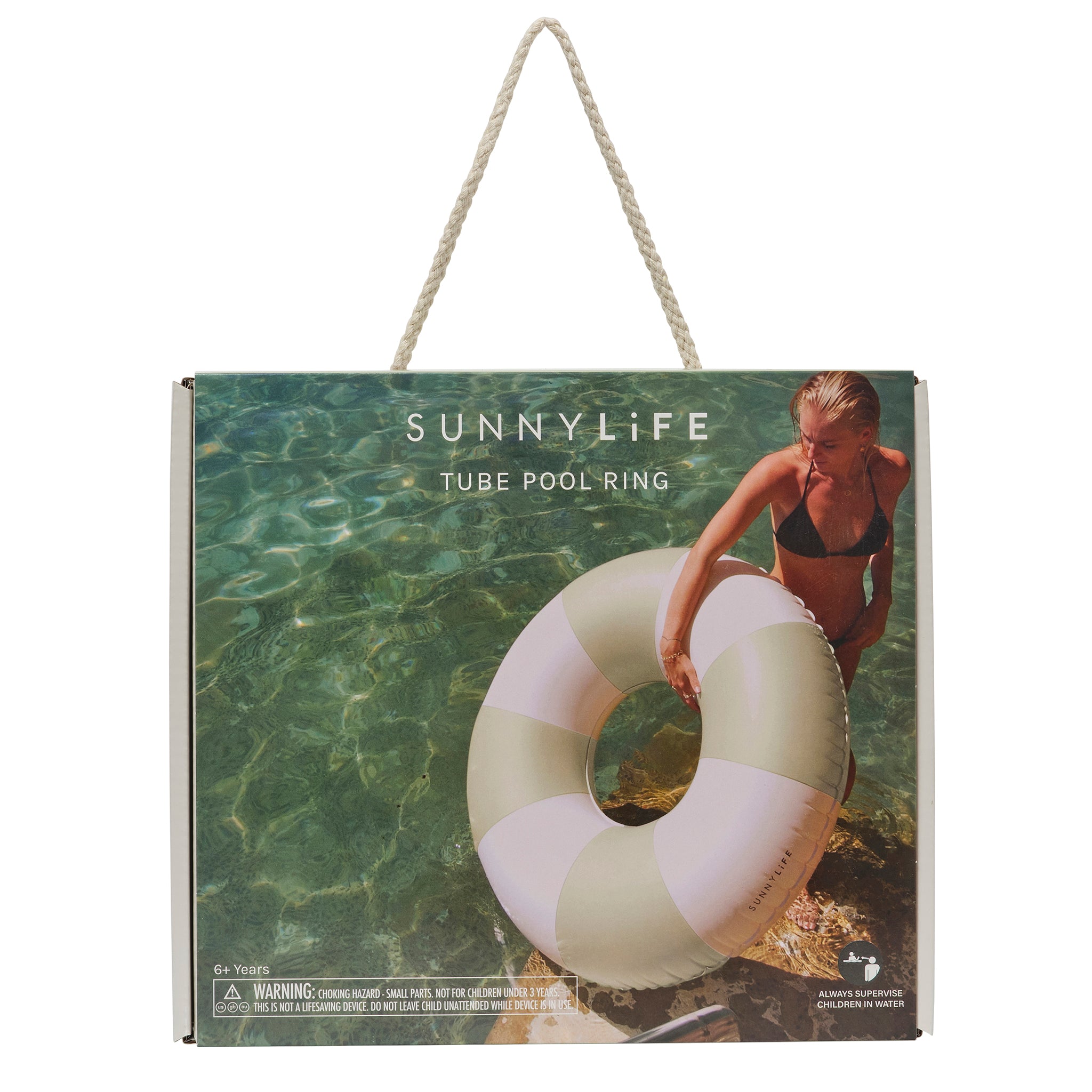 Tube Pool Ring - The Vacay Soft Olive Stripe