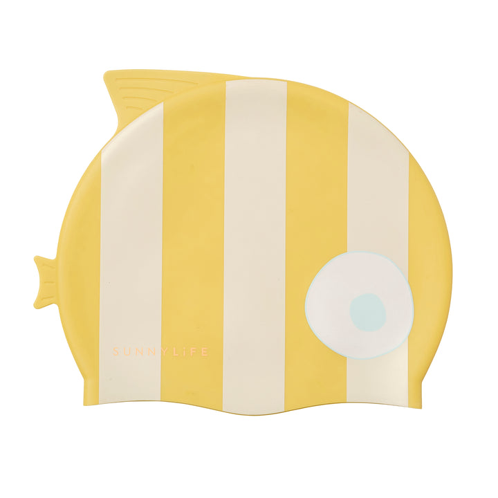 Swimming Cap | Finn the Fish Mustard Stripe