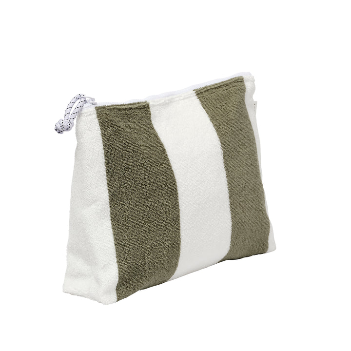 Terry Beach Pouch | The Vacay Olive Stripe
