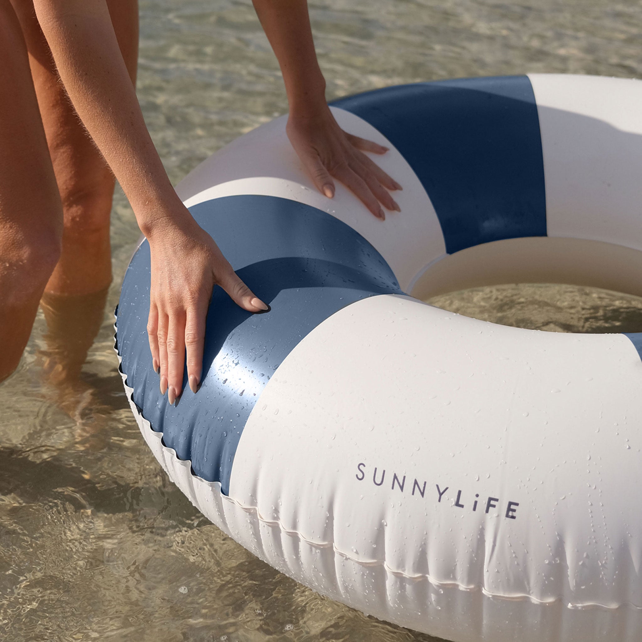 Tube Pool Ring - Navy Stripe