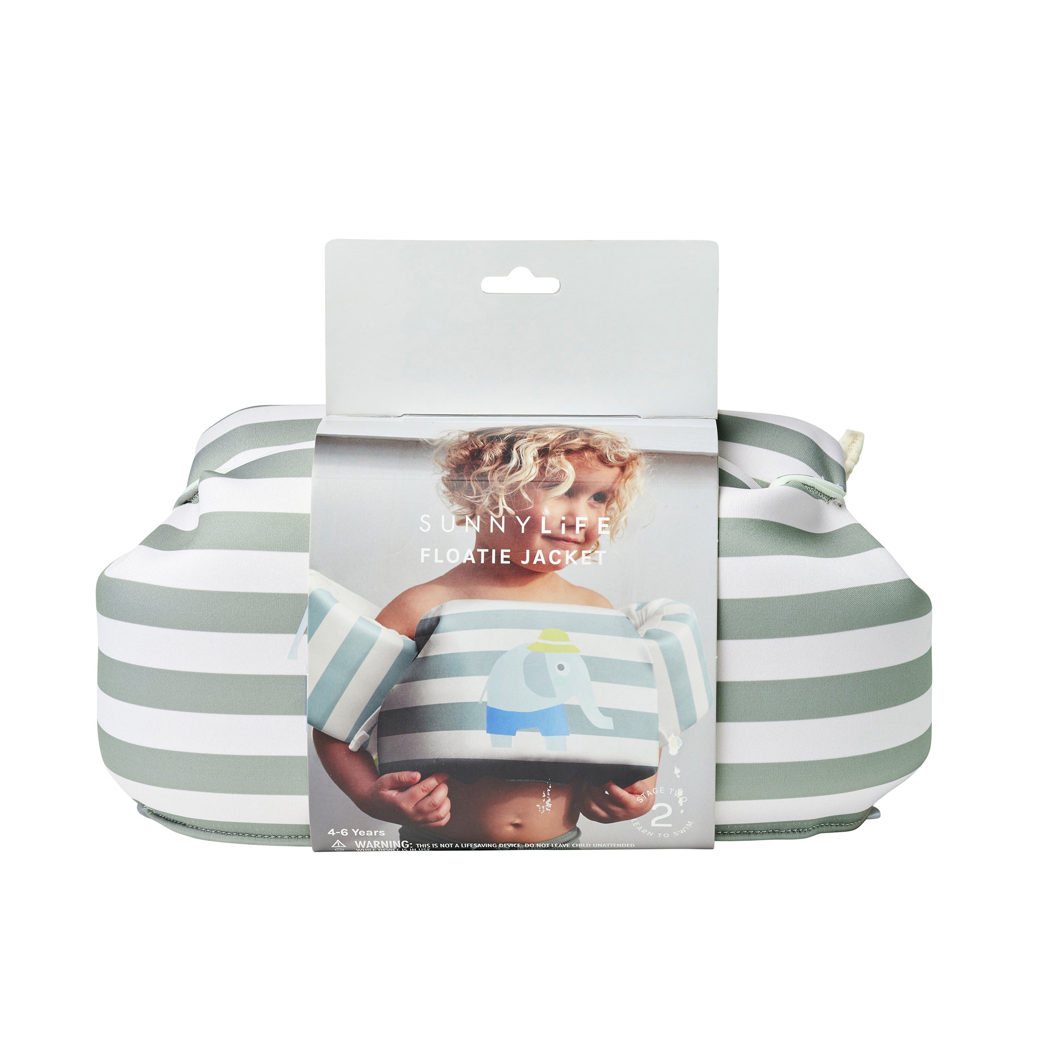 Floatie Jacket 3-6 Eli the Elephant Green Stripe