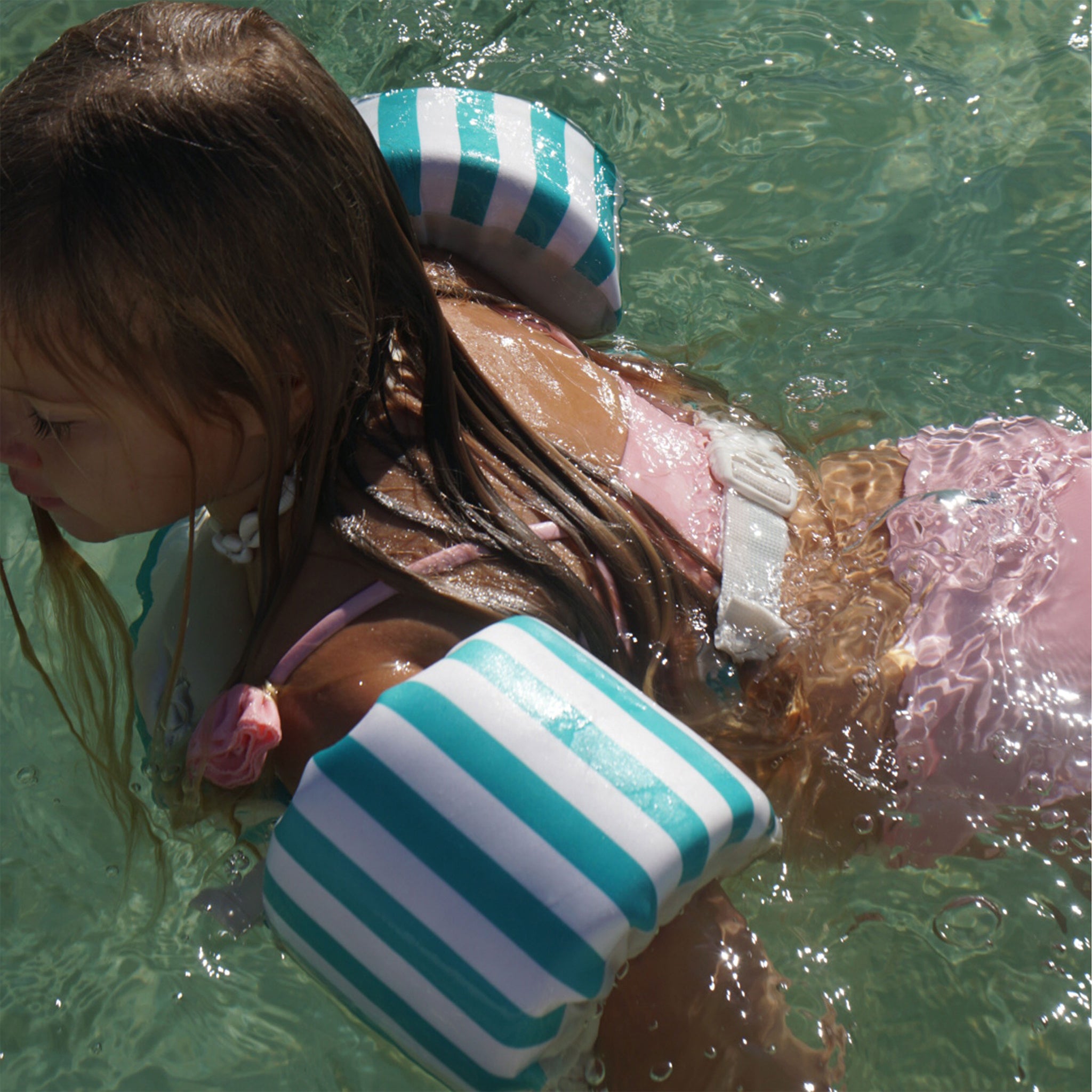 Floatie Jacket 3-6 Poppy the Peach Green stripe