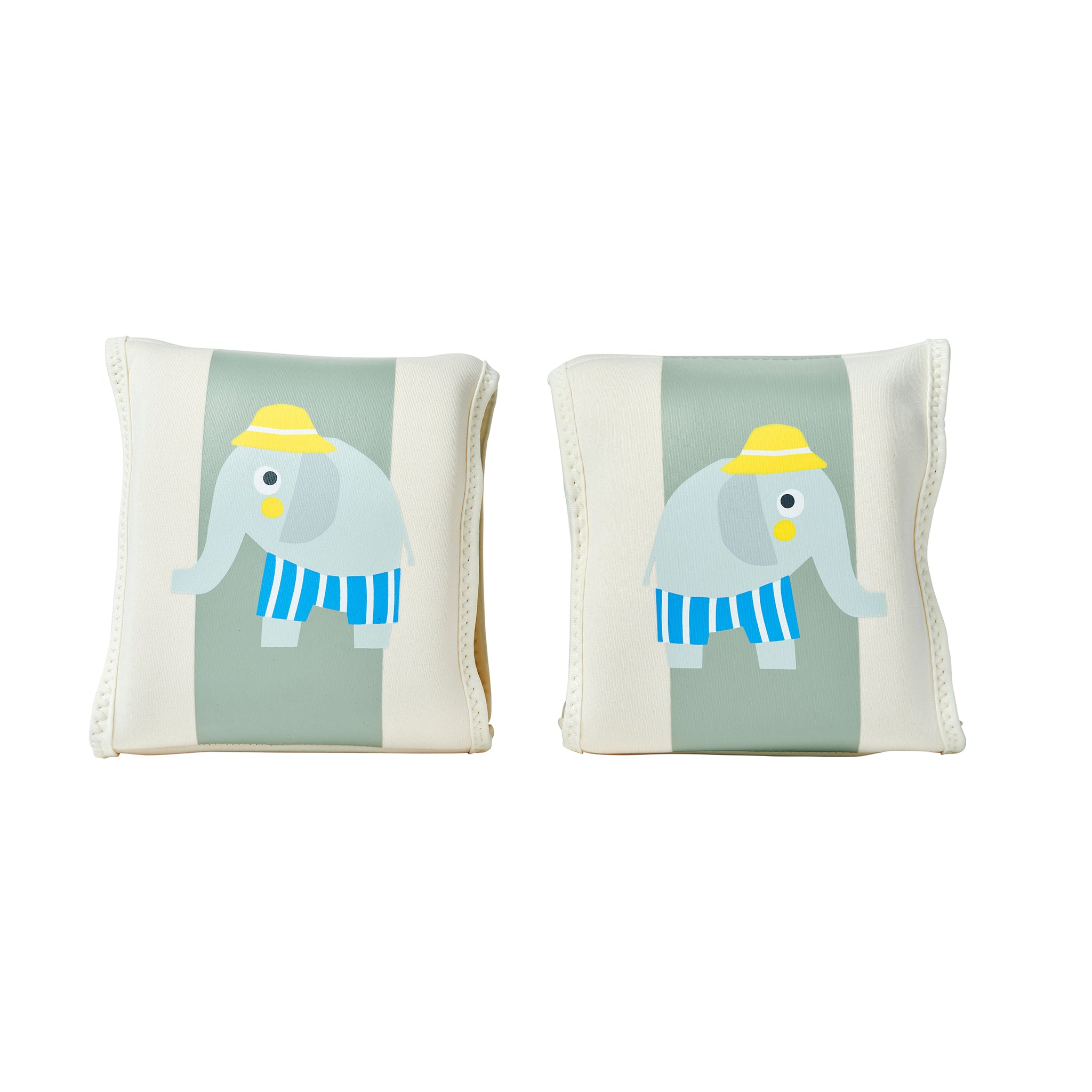 Kids Neoprene Arm Bands - Eli the Elephant Green Stripe