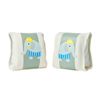 Kids Neoprene Arm Bands - Eli the Elephant Green Stripe