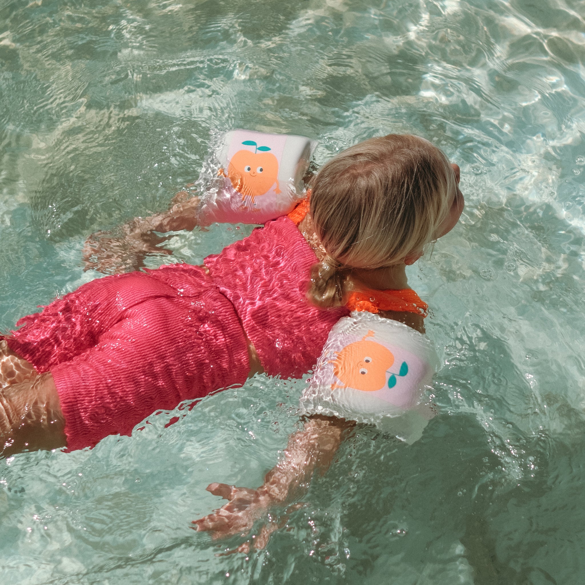 Kids Neoprene Arm Bands - Poppy the Peach Pink Stripe