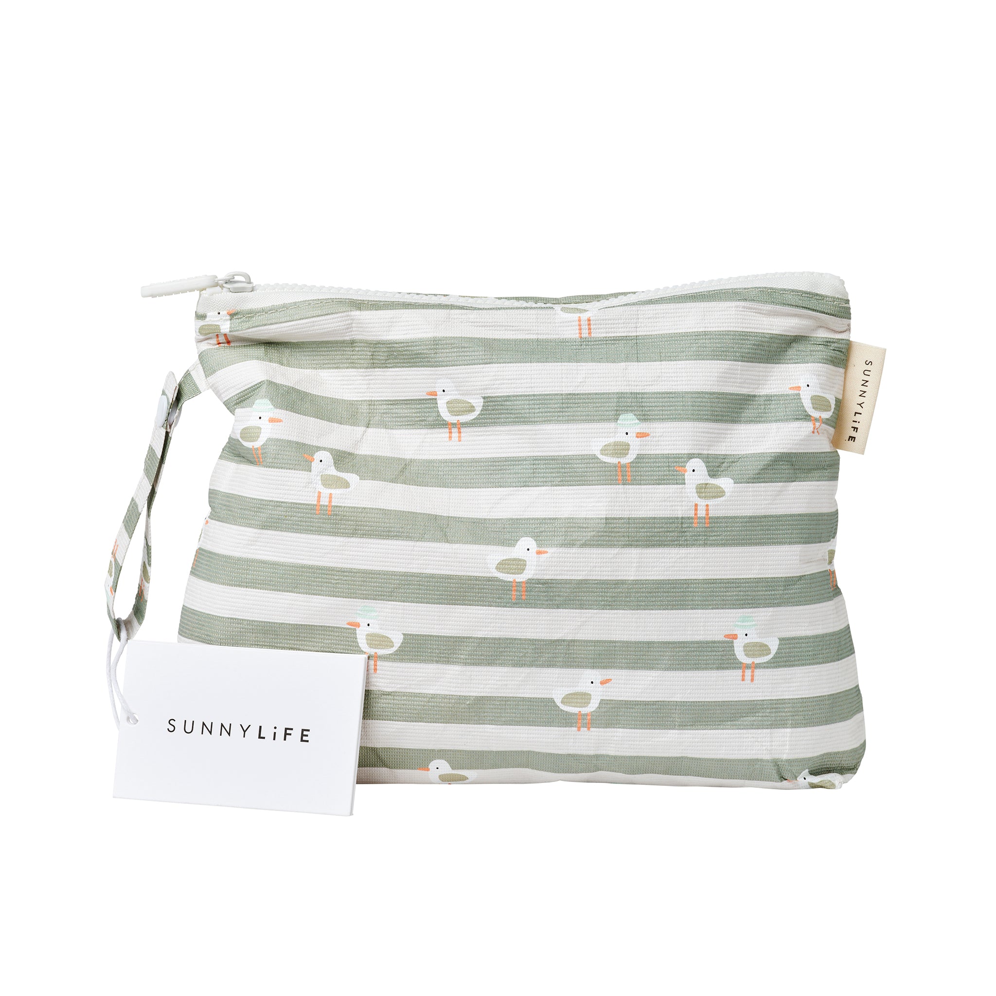 Kids Wet Bag - Sammy the Seagull Green Stripe