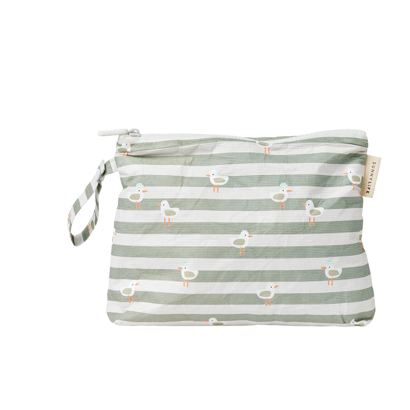 Kids Wet Bag - Sammy the Seagull Green Stripe