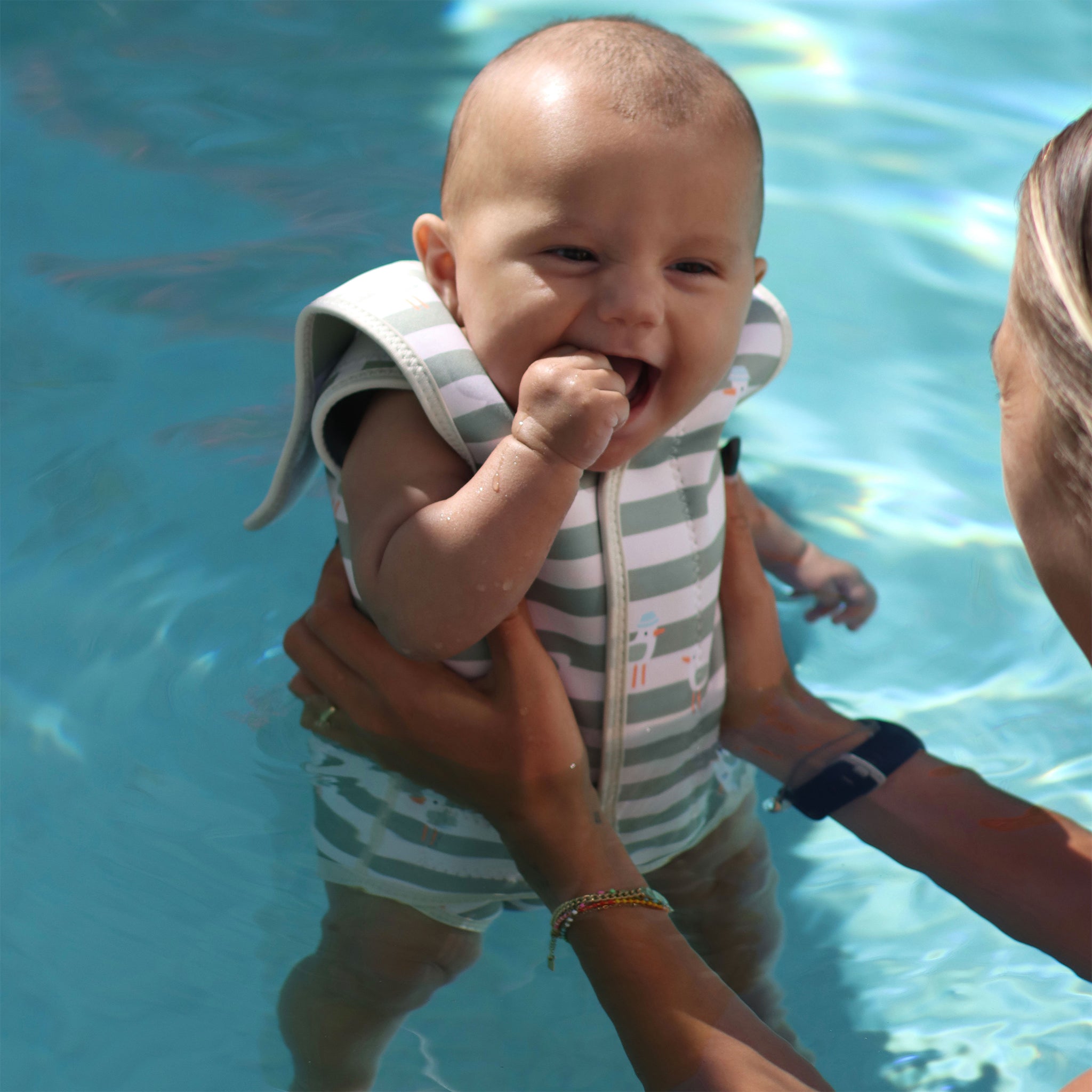 Baby Wetsuit - Sammy the Seagull Green Stripe