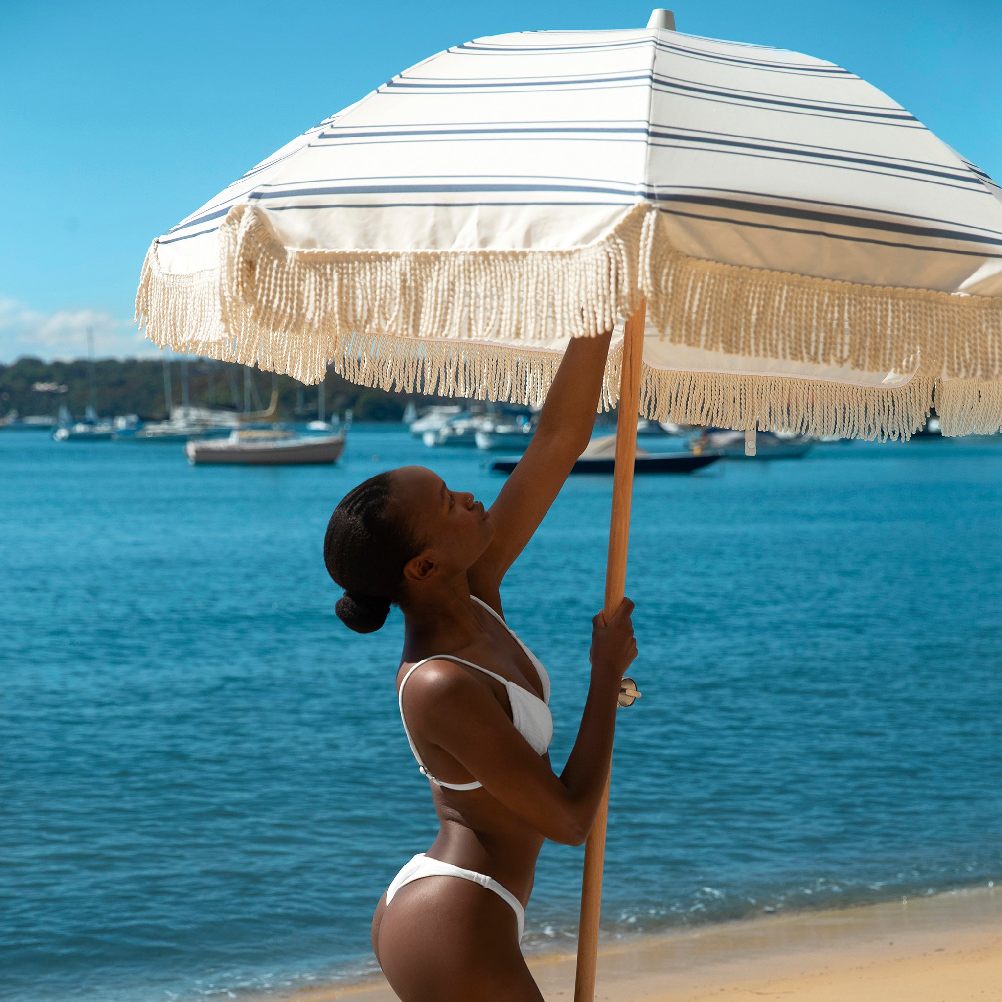 Luxe Beach Umbrella | The Resort Coastal Blue