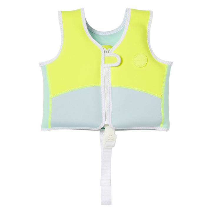 Kids Swim Vest 1-2 | Salty the Shark Aqua Neon Yellow