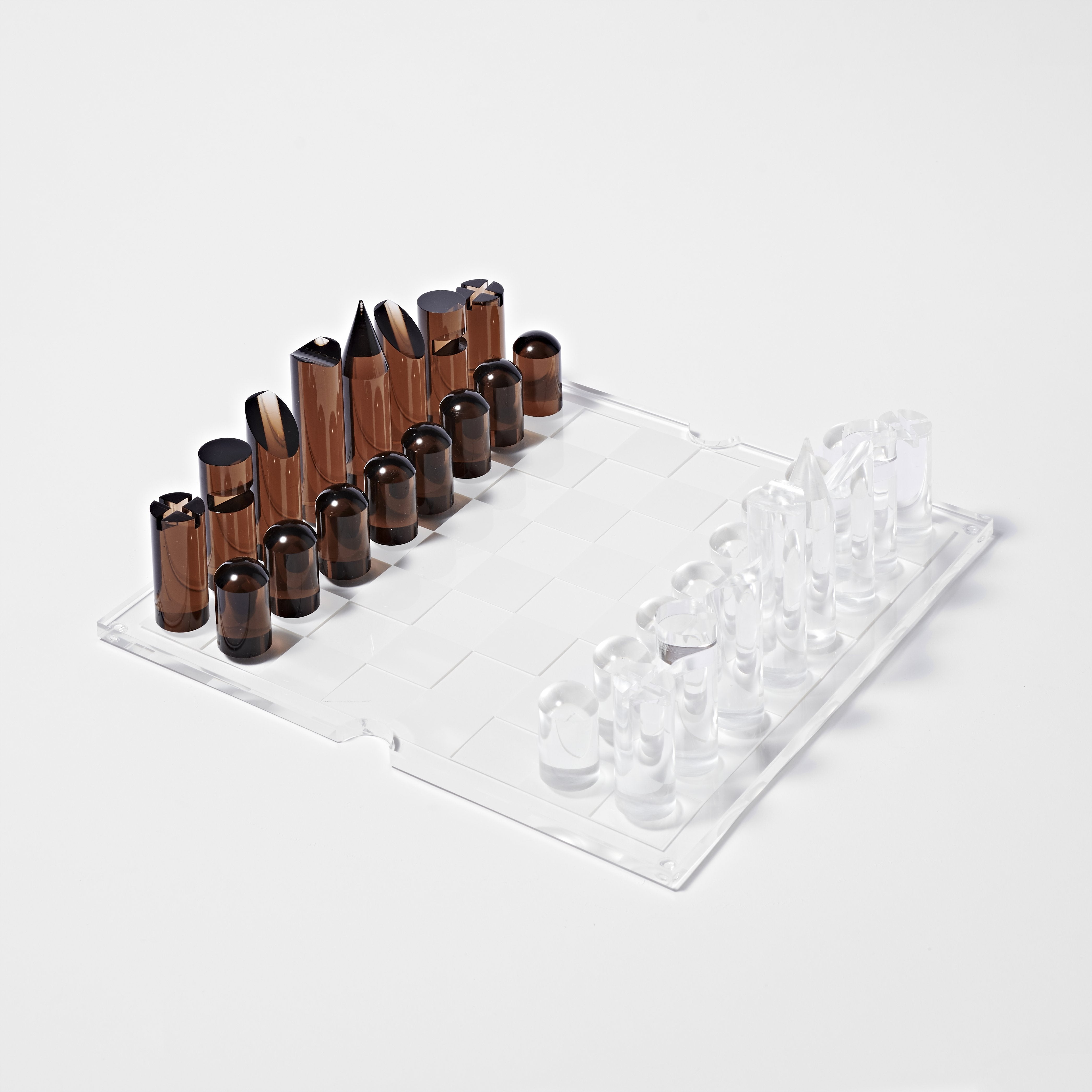 Sunnylife | Lucite Chess & Checkers | Limited Edition Whiskey Noir