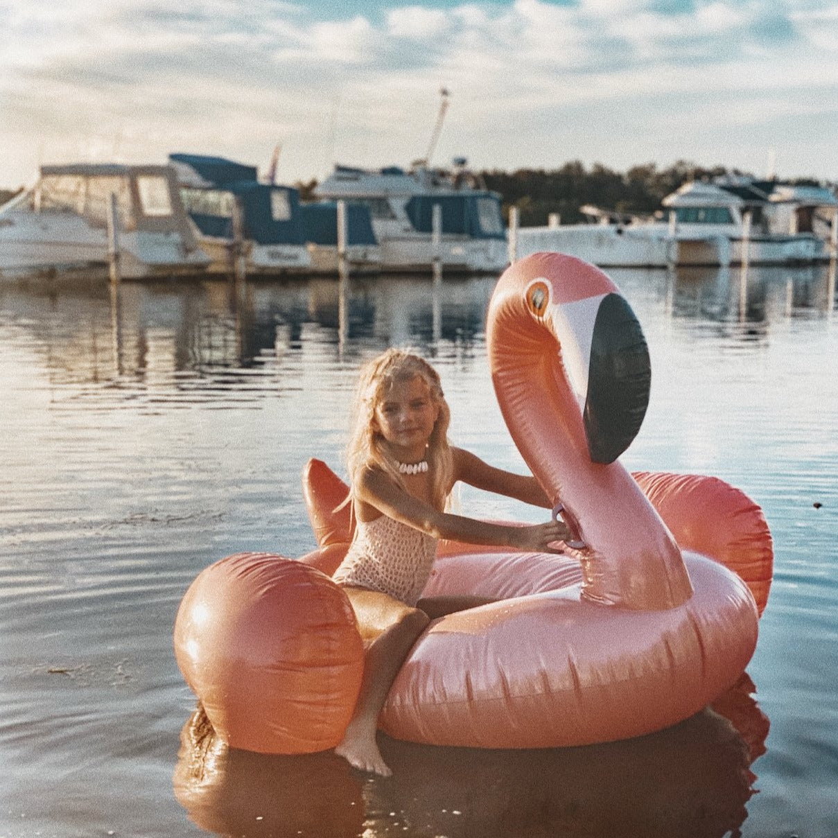 Luxe Ride-On Float | Rose Gold Flamingo
